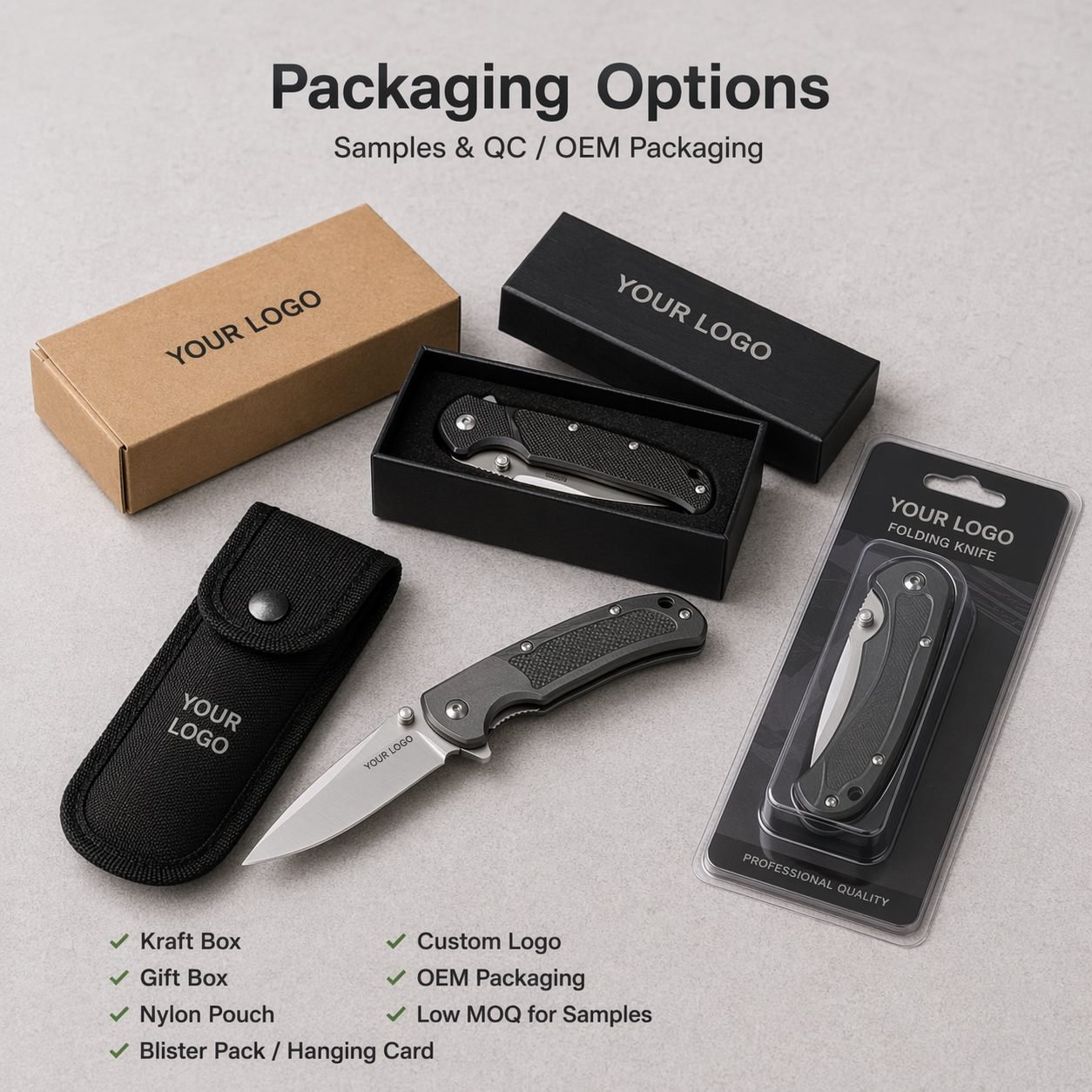 Knife accessories and packaging support for China knives wholesale programs