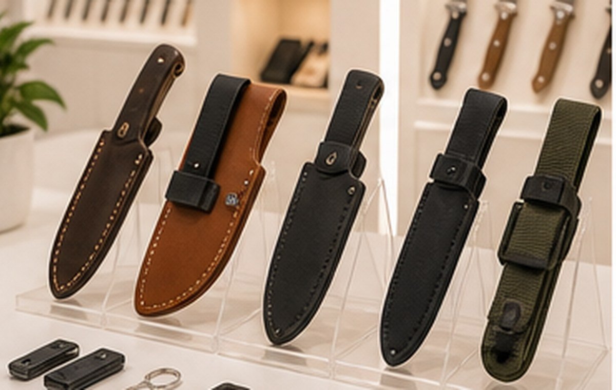 China knives wholesale sheath pouch and accessory support in bright trade showroom